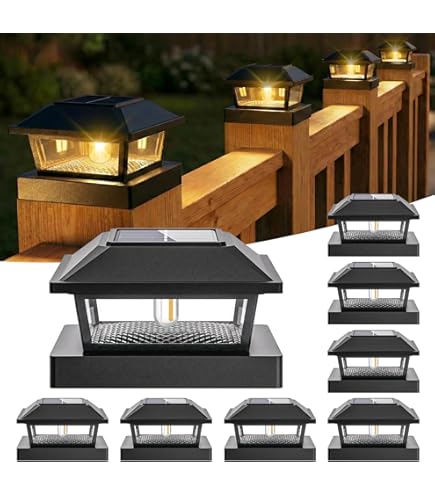 NOMA Solar Post Lights – 6 Pack Waterproof Outdoor Cap Lights For 4x4 Wood Posts, Deck, Patio & Fence, Cool White LED, Dusk-to-Dawn Auto Sensor