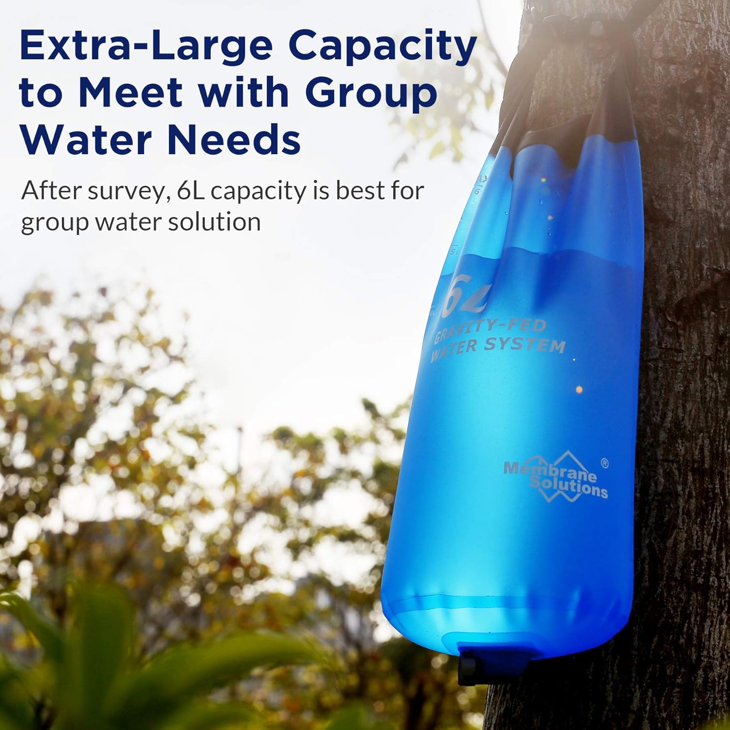 Membrane Solutions Gravity Water Filter Pro 6L, 0.1-Micron Versatile Water Filter Survival with Adjustable Tree Strap, Storage Bag, Survival Gear and Equipment for Group Camping Emergency Preparedness : Sports & Outdoors