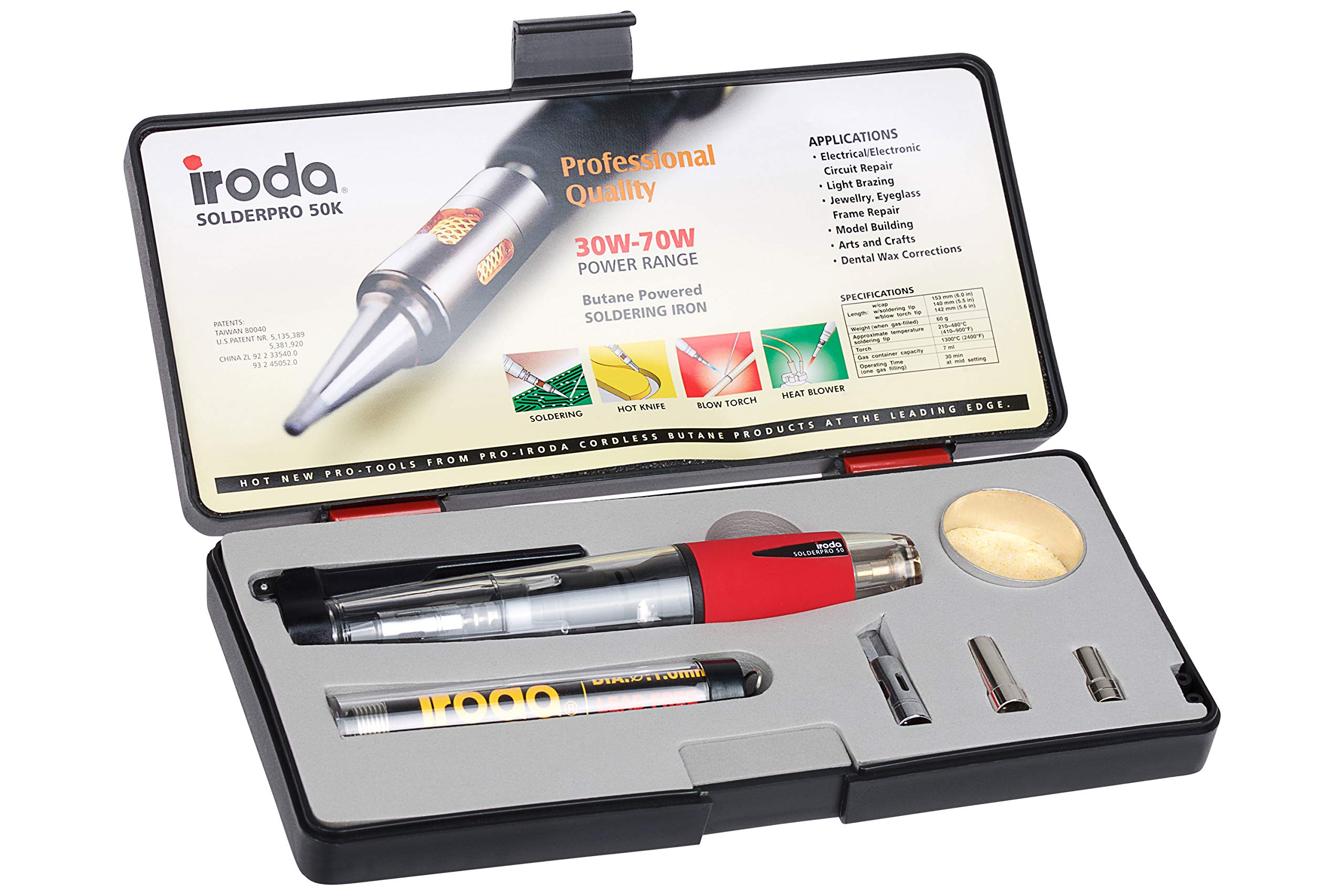 IRODA SolderPro 50 30-70W Butane Gas Soldering Iron Kit