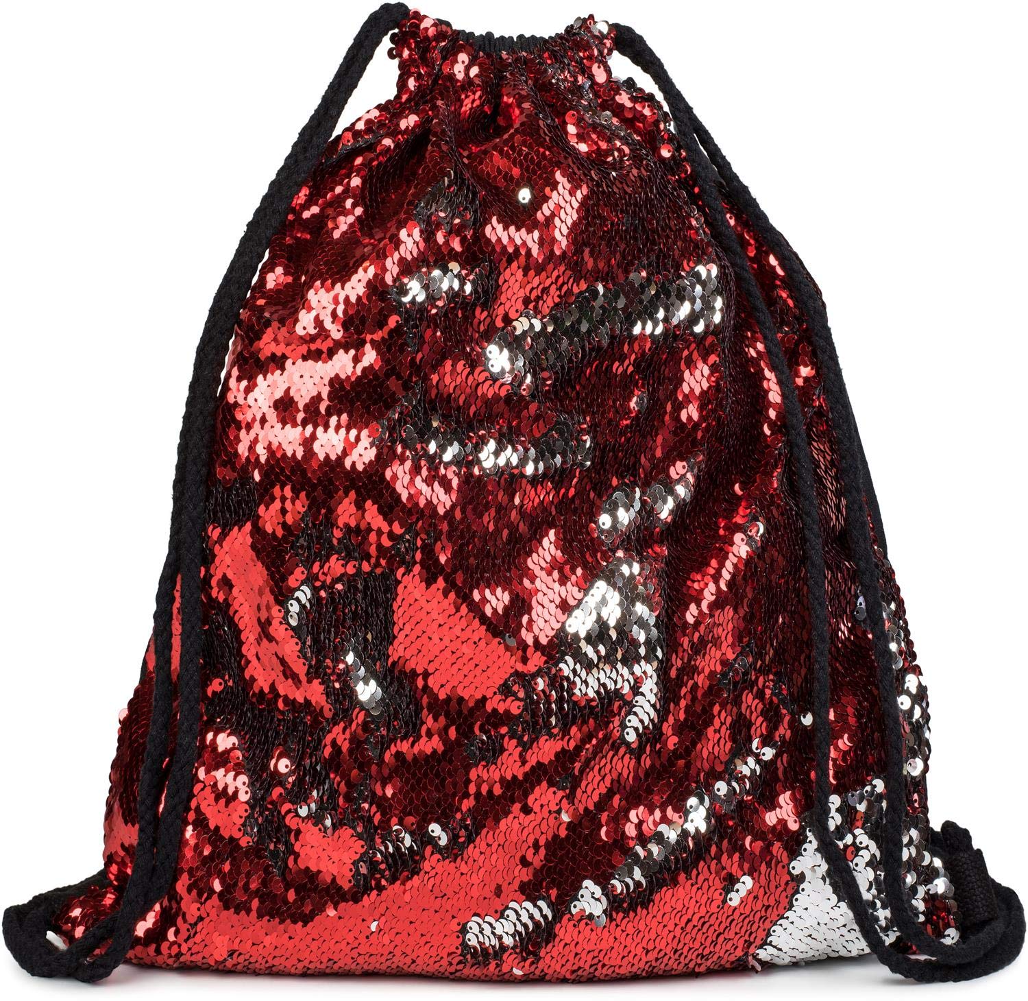 styleBREAKER hipster gym bag with sequins, rucksack, sports bag. bag, unisex 02012110, Colour:Bordeaux-Red/Silver