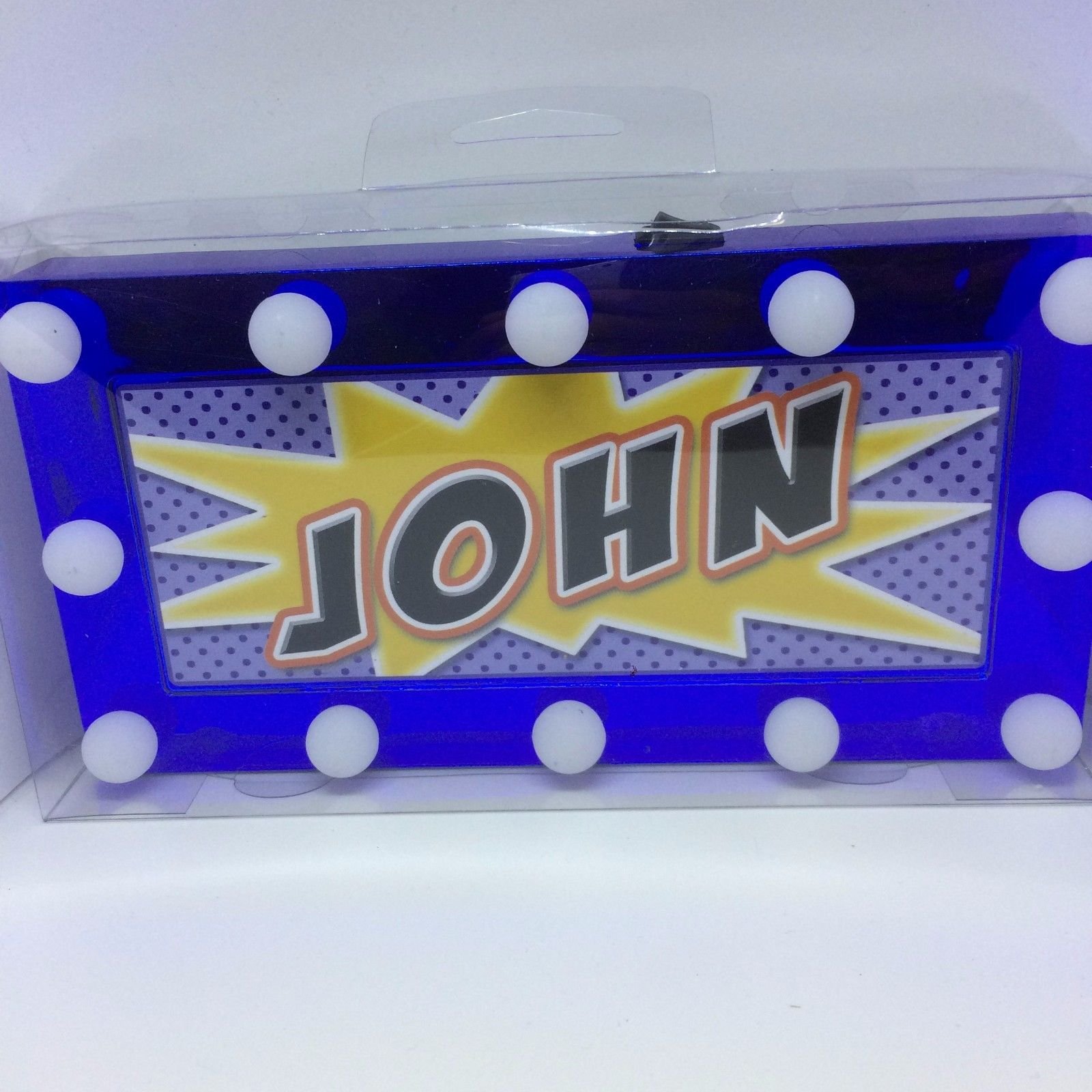 JOHN Childrens LED Personalised Name In Lights room Sign