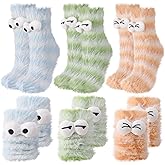 Jspupifip 3 Pairs Fluffy Socks Womens, Warm Cozy Fluffy Cartoon Monster Socks, Funny Velvet 3D Quirky Sleep Sock Cute Ugly Sock for Christmas & Winter Warmth