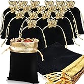 LOSYHU 50 Pack Present Velvet Bag Small Velvet Pouches with Drawstrings, Velvets bags with Golden Rim for Jewelry, Candy, Wedding, Birthday Party, Christmas