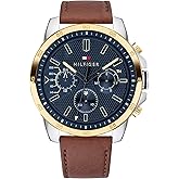 Tommy Hilfiger Men's Quartz Stainless Steel and Leather Strap Casual Watch, Color: Brown (Model: 1791561)