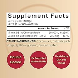 NatureBell Vitamin D3 50,000 iu with K2 200