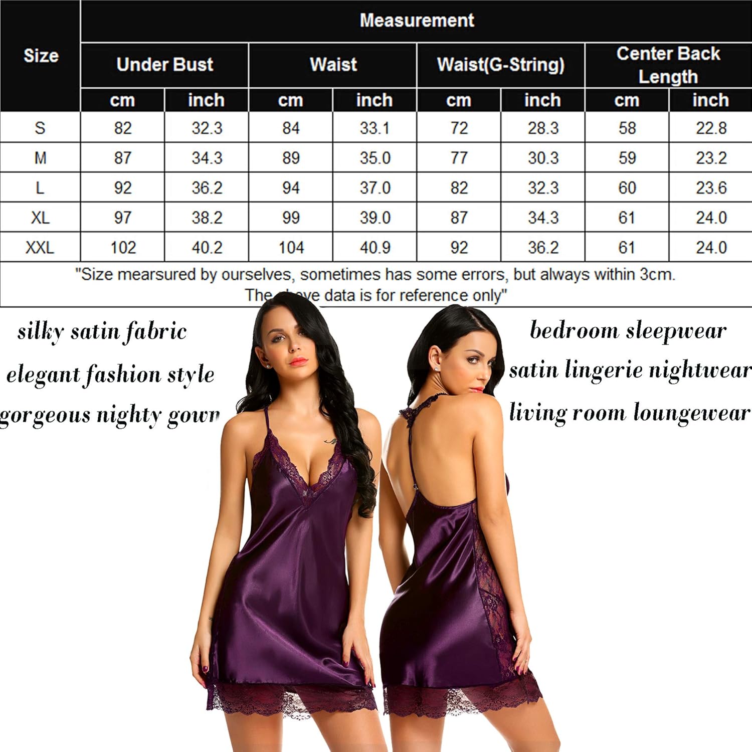 Avidlove Women Lingerie Satin Lace Chemise Nightgown Sexy Full Slips Sleepwear at  Women’s Clothing store