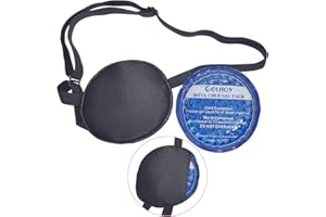 GELMAY Pure Silk Cooling Eye Patches for Puffy Eyes Ice Eye Mask Cover Medical Single Eye Patch Cold Hot Therapy Strabismus Lazy Eye Bags After Surgery Pirate One Eyepatch Adult Kid (Black-New)