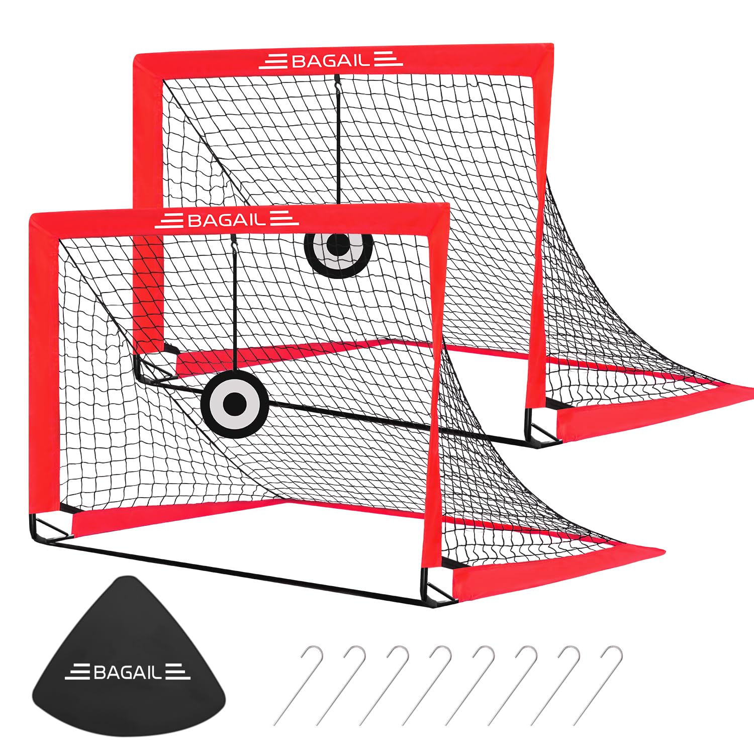 Bagail Football Goal, Pop up Football Net with Target Goal, Ground Pegs and Portable Carry Bag, Easy to Assemble, Ideal for Garden Training and Recreational Matches