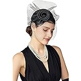 BABEYOND Fascinators Hats for Women - Tea Party Hat Kentucky Fascinator Derby Flower Mesh Veil Pillbox Hat for Bridal Wedding