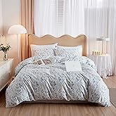 mixinni Blue Floral Comforter Set Twin/Twin XL Size, Boho Botanical Flowers Cute Bedding Comforter Sets for Women, 1 Soft Fluffy Garden Style Comforter and 2 Pillowcases for All Seasons