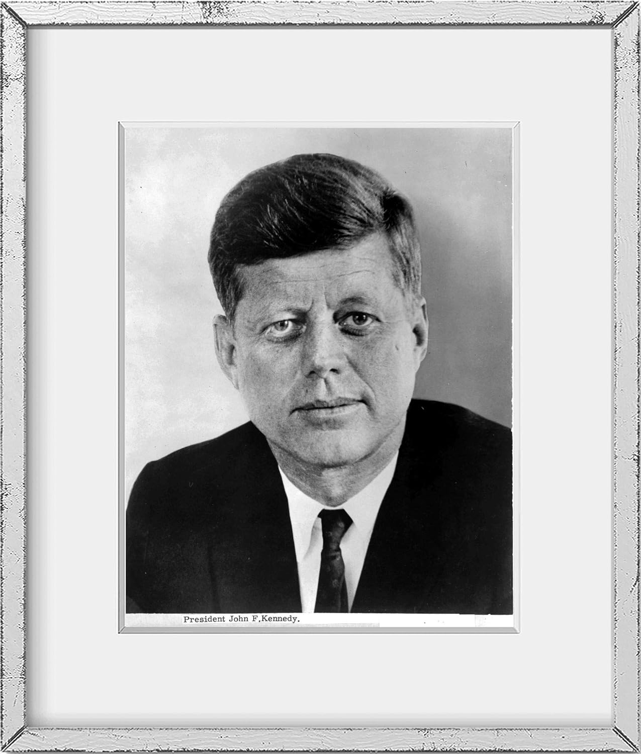 Photographs - 1961 photo President John F. Kennedy Vintage Black & White Photograph a4
