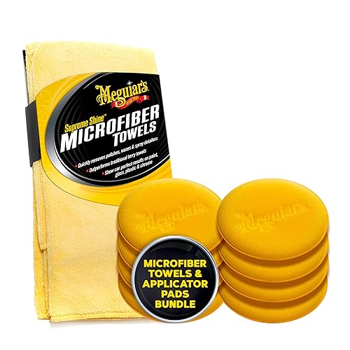 Meguiar's X2020 Supreme Shine Microfiber Towels and W0004 Supreme Shine 4" Foam Applicator Pads Bundle