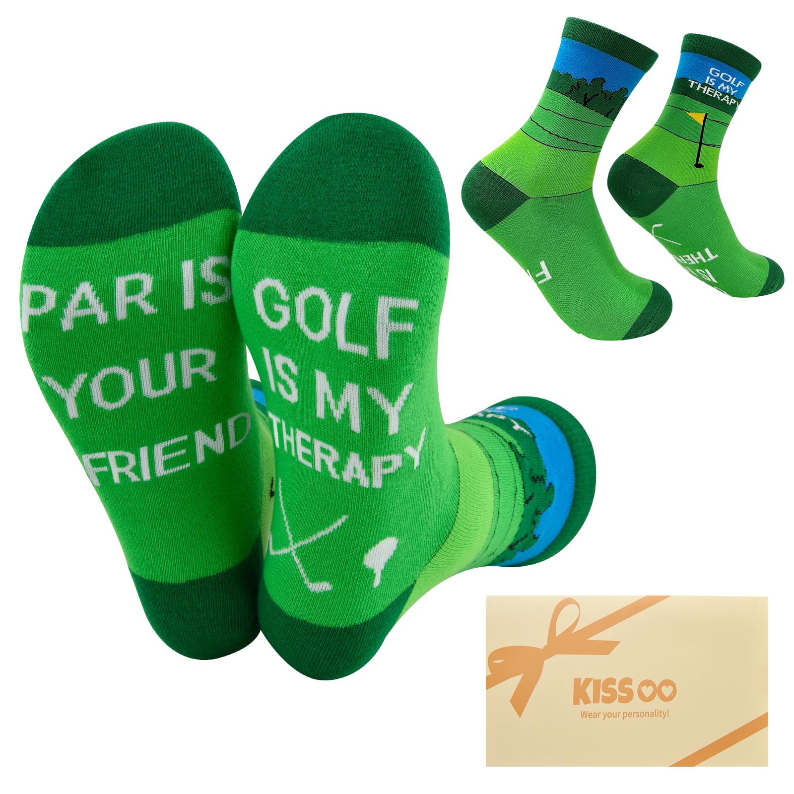 View 1 of ***2 pack***Kissoo Mens Stocking Stuffers Cool Golf Gifts for Golfers Fathers Birthday Gifts for Dad from Daughter Son Funny Golf Socks for Him