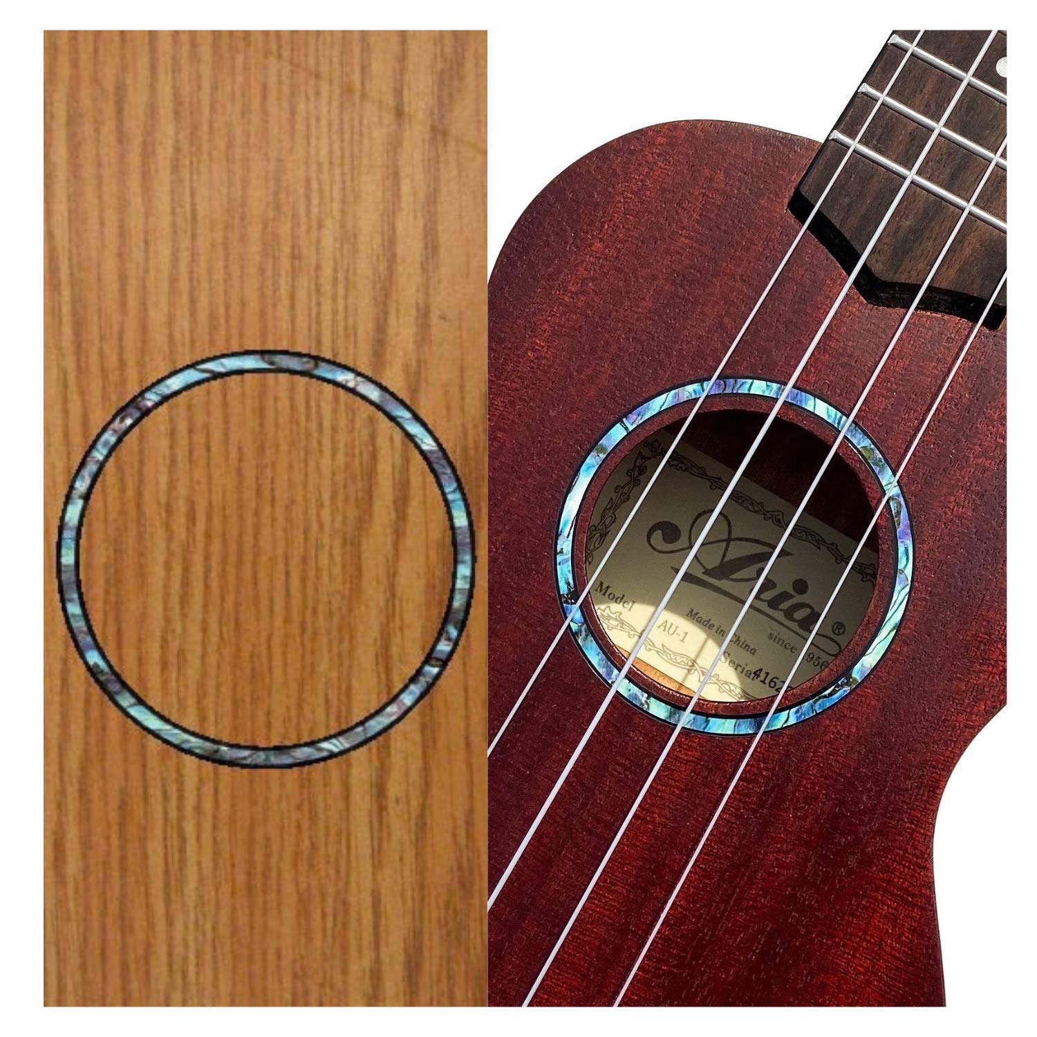 Inlay Sticker Decal for Concert Ukulele - Soundhole Rosette/Purfling - Abalone Blue,UKR-279B-C