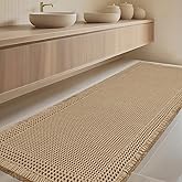 IM HOME Extra Large Waffle Bath Mat, Boho Bathroom Rugs Absorbent Non Slip, Ultra Soft Bathroom Mat, Machine Washable Knit Bath Rugs with Border for Bathroom, Bedroom, Kitchen, Shower, 6'x2', Beige
