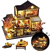 DIY Japanese Miniature House Kit Dollhouse Kit for Adults to Build | Mini House Kit with LED, Model Building Diorama Kits, Ideal Gifts for Birthday Christmas(Japanese Garden House)