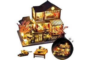 FLYBEAN DIY Miniature House Kit, Mini House Kit for Beginners, DIY Dollhouse Kit for Adults to Build, Model Building Craft Diorama Kit, Ideal Gifts for Birthday, Christmas(Japanese Garden House)