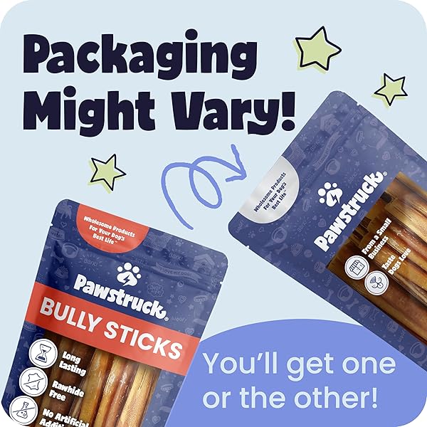 PAWSTRUCK NATURAL 8–12″ BULLY STICKS FOR DOGS – LONG-LASTING, RAWHIDE-FREE, LOW-ODOR, GRAIN-FREE DENTAL CHEW TREAT – SINGLE INGREDIENT, 100% REAL BEEF – 1 LB BAG – PACKAGING MAY VARY