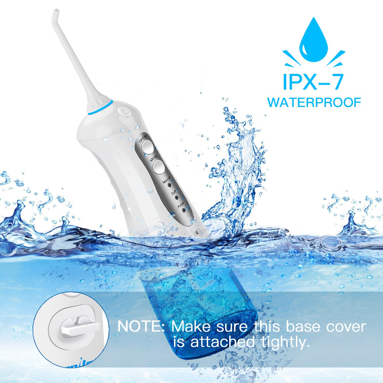 Water Flossers for Teeth,Cordless Oral Irrigator Floss Water Jet with 4 Jet Nozzles and 200ml Reservoir,IPX7 Waterproof Usb Rechargeable 3 Water Pressure and FDA Approved