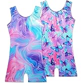 BAOHULU 2 Pack Leotards for Girls Gymnastics Toddler Dance Outfit with Shorts Tumbling Unitards Sparkly Tank Biketards