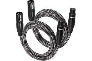 MIKIZ XLR Cable 6 Feet 2 Packs - Premium Short XLR Patch Cable Balanced XLR Male to Female 3 Pins
