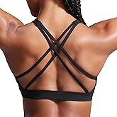 CRZ YOGA Butterbreeze Square Neck Sports Bras for Women - Strappy Thin Straps Workout Traning Padded Gym Halter Cami Top