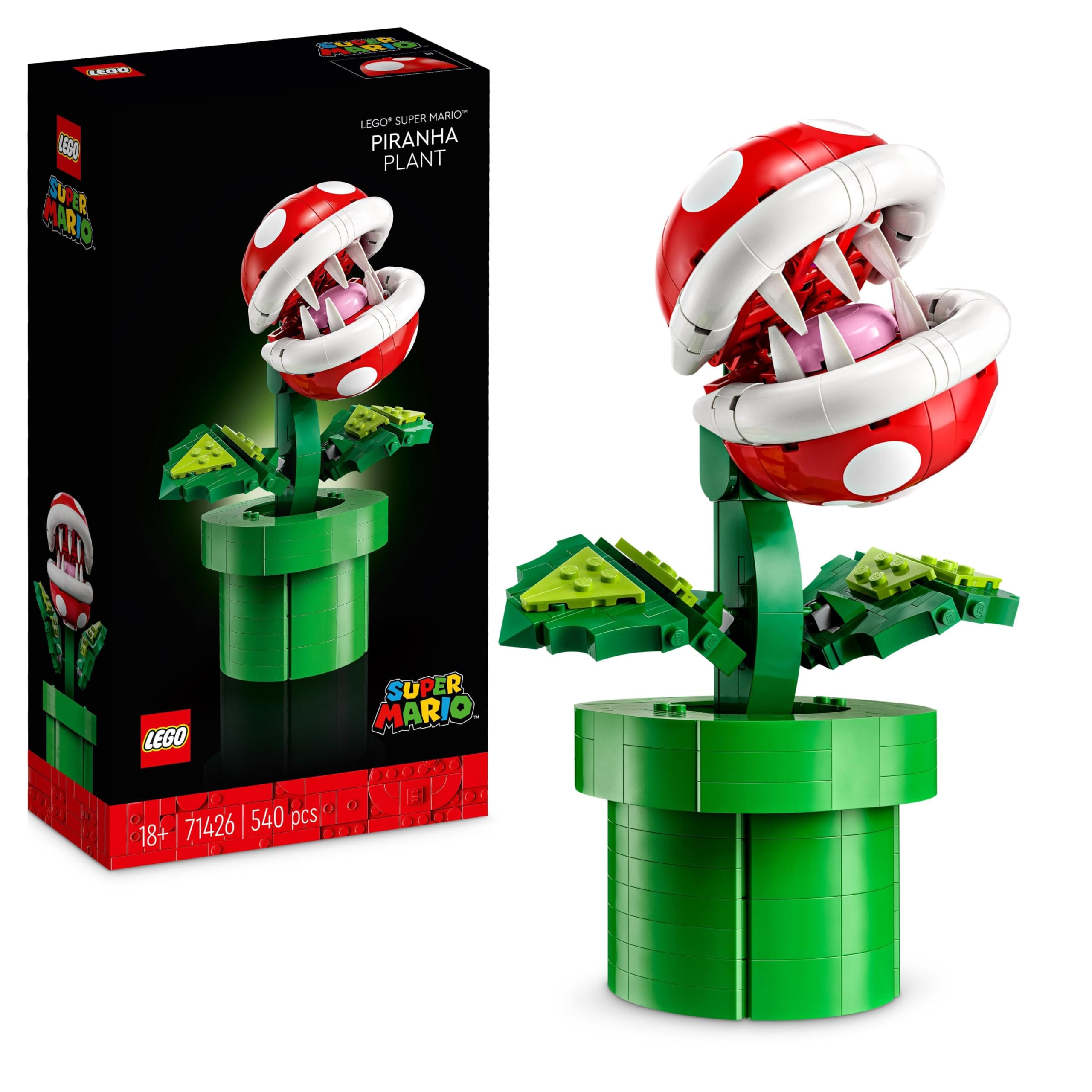 Lego 71426 Super Mario Piranha-Pflanze Set, bewegliche Figur mit Pfeife und 2 Münzelementen, Modellbausatz für Erwachsene zum Bauen, Schlafzimmer-Deko, Geschenk für Männer, Frauen und Jugendliche