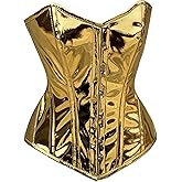 Faneca Fashion Women's Heavy Duty Over Bust PVC Corset Waist Trainer Double Steel Boned Costume Corset