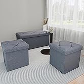 SAMRELAX 43 Inches Ottoman with Storage, 30'' Folding Storage Ottoman Bench Set, 15 in Storage Chest for Entryway, Living Room, Support 500LBS, Grey
