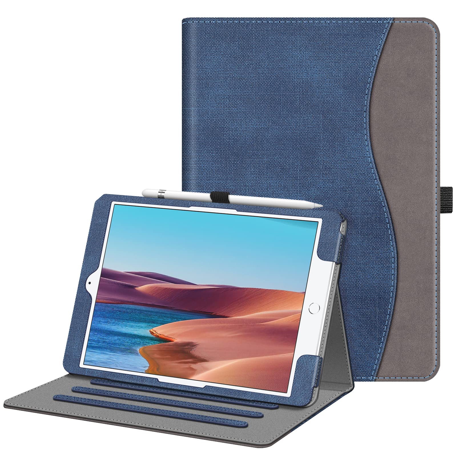 FINTIE Case for iPad 9th / 8th / 7th Generation (2021/2020/2019) 10.2 Inch - [Corner Protection] Multi-Angle Viewing Stand Cover with Pocket & Pencil Holder, Auto Wake Sleep, Denim Indigo — image 1