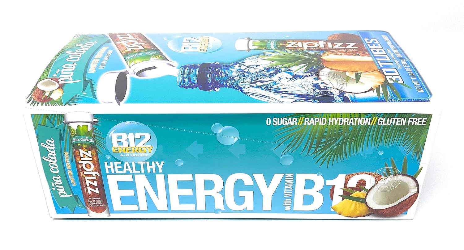 Zipfizz Pina Colada B12 Energy Drink Dietry Supplement Limited Edition Net Wt 11.64 Oz : Grocery & Gourmet Food