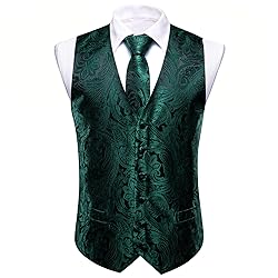Barry.Wang Formal Men Hunter Green Flower Vest