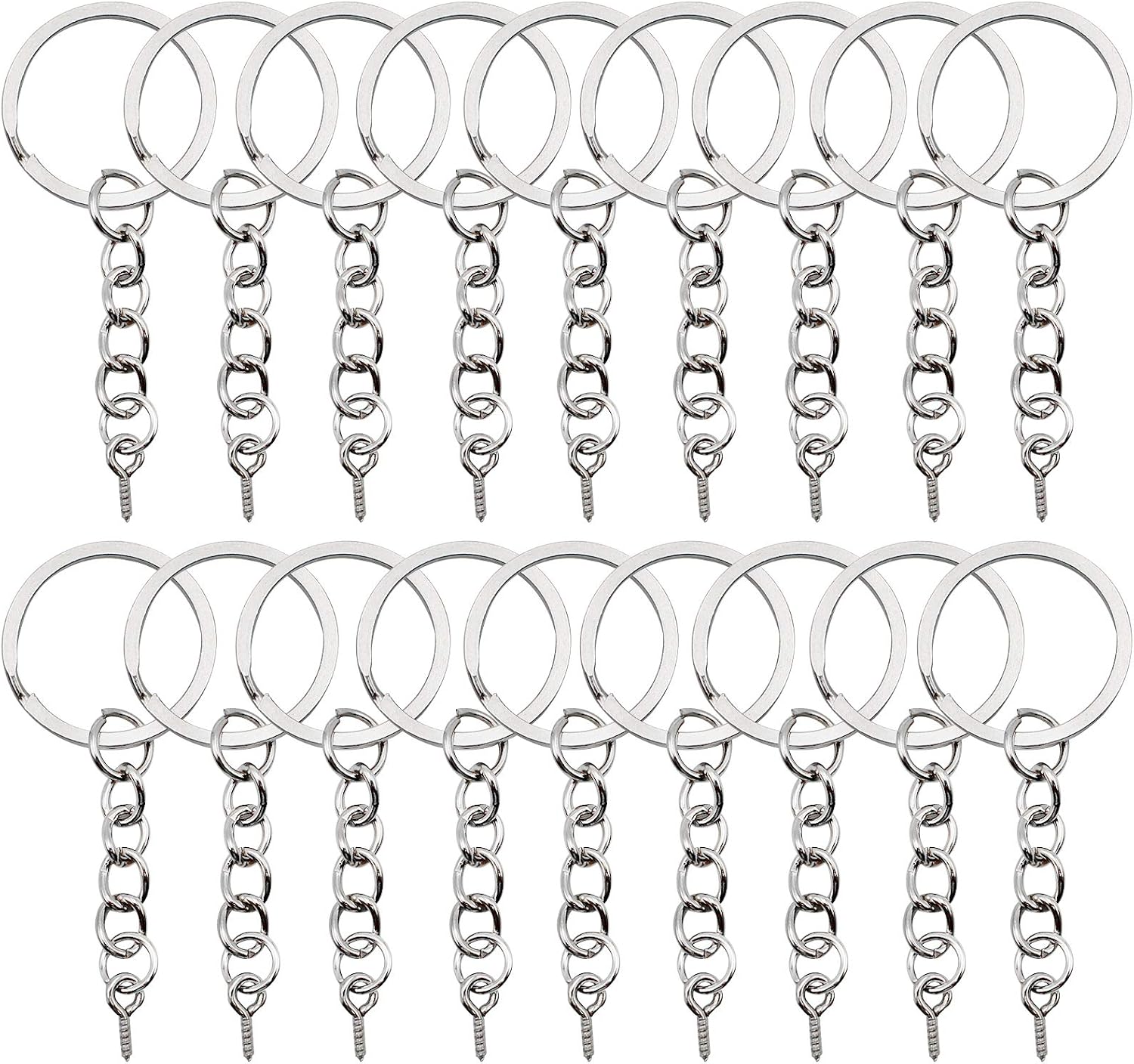 YapitHome 60 Pcs Golden Chain Split Metal Key Rings Key Rings and Chain Jump Rings Key Chains with Screw Eye Pin Suitable for Pendants, Key Rings etc-2
