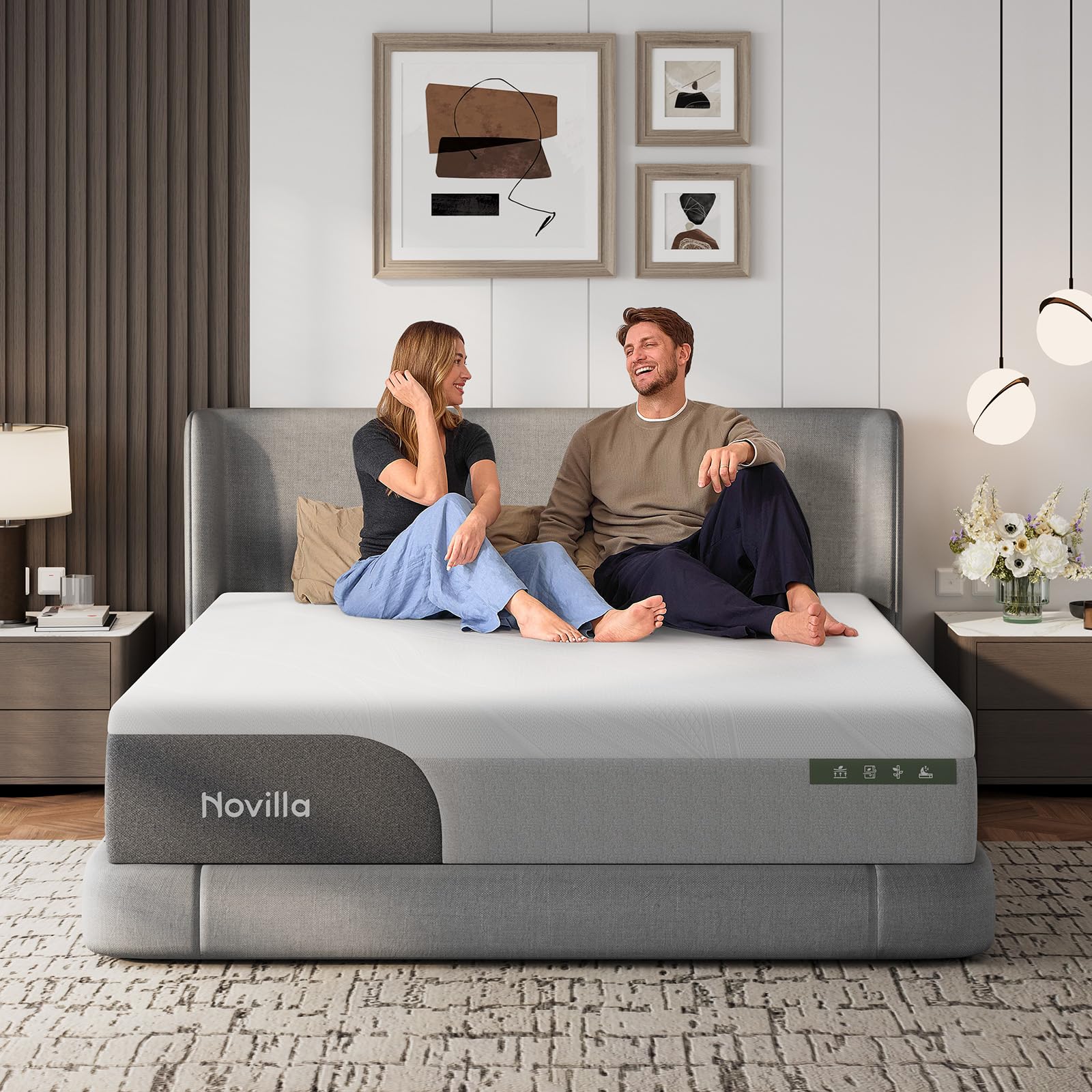 Novilla 14 Inch King Size Mattress, Gel-Infused Bliss Cooling King Memory Foam Mattress in a Box with Cool-Touch Nylon Cover, Pain Relief & Spinal Support with CertiPUR-US Certified Foam Image