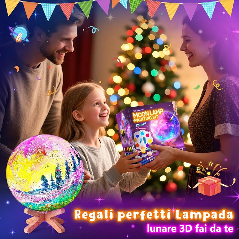 Kits Set di artigianato Set di pittura per lampada lunare Bambini dai 6 7 8 9 10 anni,Regalo per Ragazze 10 11 12 anni Set di pittura per lampada lunare Regalo di compleanno Ragazze 6-12 anni