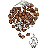 Traditional Seven Sorrows Rosary | Natural Wood with Metal Separators | Includes Acrylic Carrying Case | Great Catholic Gift for Confirmation | Made in Italy
