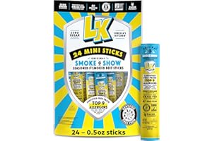 Lorissa's Kitchen Beef Jerky Mini Sticks, Premium Grass Fed & Finished, Original Smoke Show Flavor - 4g Protein, Halloween Snacks, Free from Top 9 Allergens, Non-GMO, Gluten-Free, 0.5 Oz (24 Count)