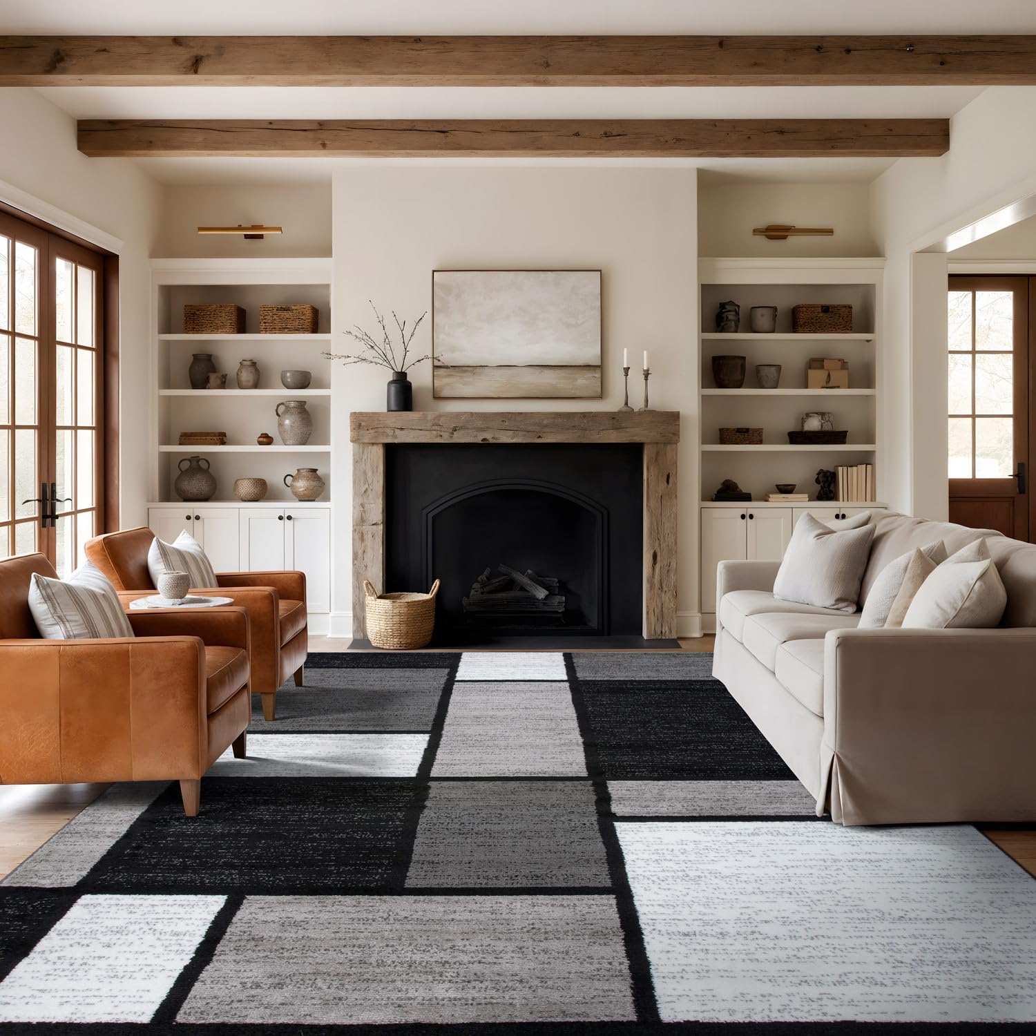 Photo 1 of Rugshop Modern Geometric Gray Area Rug, Fade-Resistant Carpet for Large Living Room, Dining Room, or Open Space, 10' x 14'