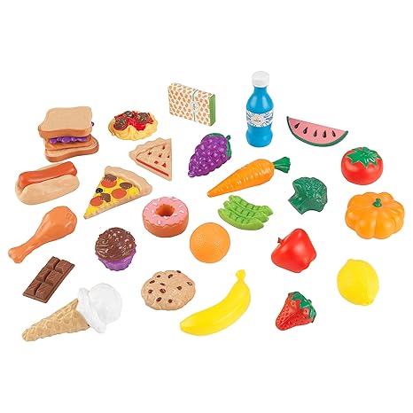 KidKraft 63509 30-teiliges Spielzeug-Lebensmittel-Set Zubehör für Kinder-Spielküchen