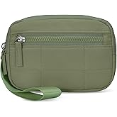 Hynes Eagle Wristlet Wallets for Women Nylon Quilted Puffer Wallet Purse with 3 Zip Pockets for Travel/Daily Green