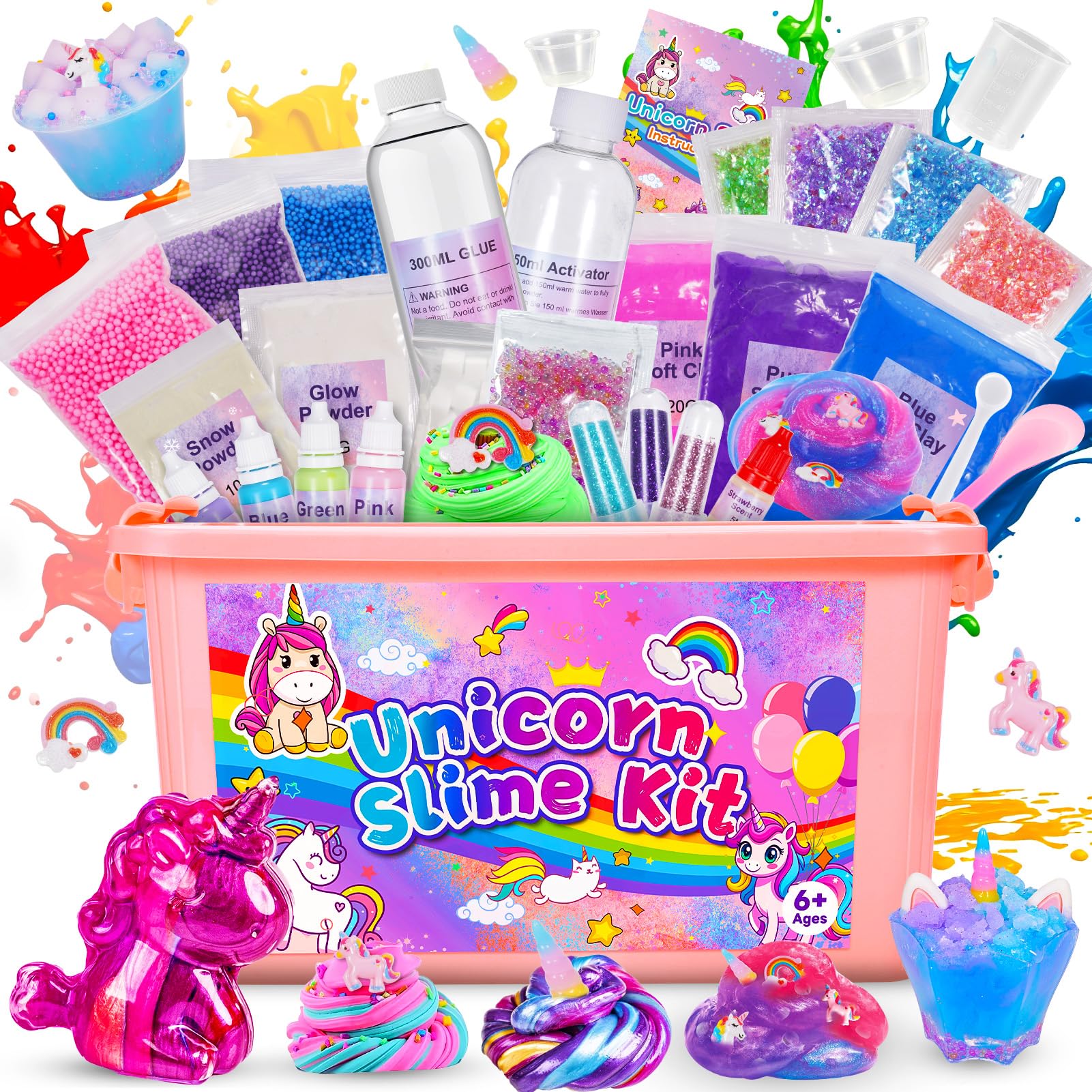 iKidiki Unicorn Slime Kit, Slime Making Kit Toys for 6 7 8 9 10 11 12 Year Old Girls Craft Kits for Kids 6 7 8 9 10 11 12 Year Old Girl Gifts Easter Gifts for Kids Make Your Own Ice Cream Slime Set