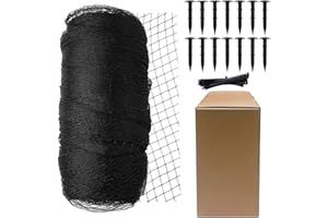 XMdeliverReach Koi Fish Pond Netting Shield 20ft x 20ft, Black Heavy Duty Pool Leaf net Cover, Protects Garden Pond from Heron, Birds,Cats & Predators Away, Durable & Stakes Included (Black)