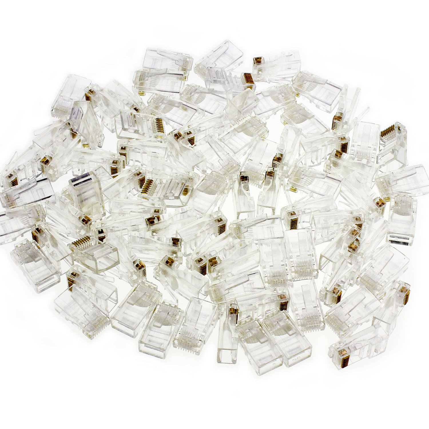 HSeaMall 100PCS RJ45 Connector Network Cable Crimp Ends Plug Transparent 8P8C Ethernet Crimp Connector 100PCS