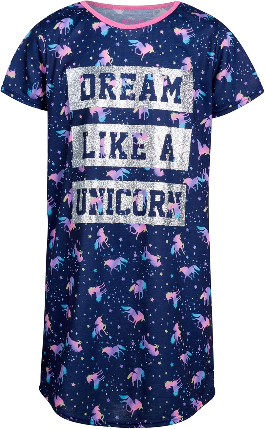 dELiAs Girls’ Pajama Set – 6 Piece Nightshirt, Tee, and Shorts (Little/Big Girl), Size 14/16, Unicorn Squad/Dreamer: Clothing