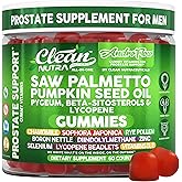 AndroFlow Saw Palmetto and Pumpkin Seed Oil Prostate Health Supplements for Men Pygeum Beta Sitosterol Lycopene Boron Zinc Selenium DIM Stinging Nettle Vitamin D, 60 Gummy Supplements by Clean Nutra