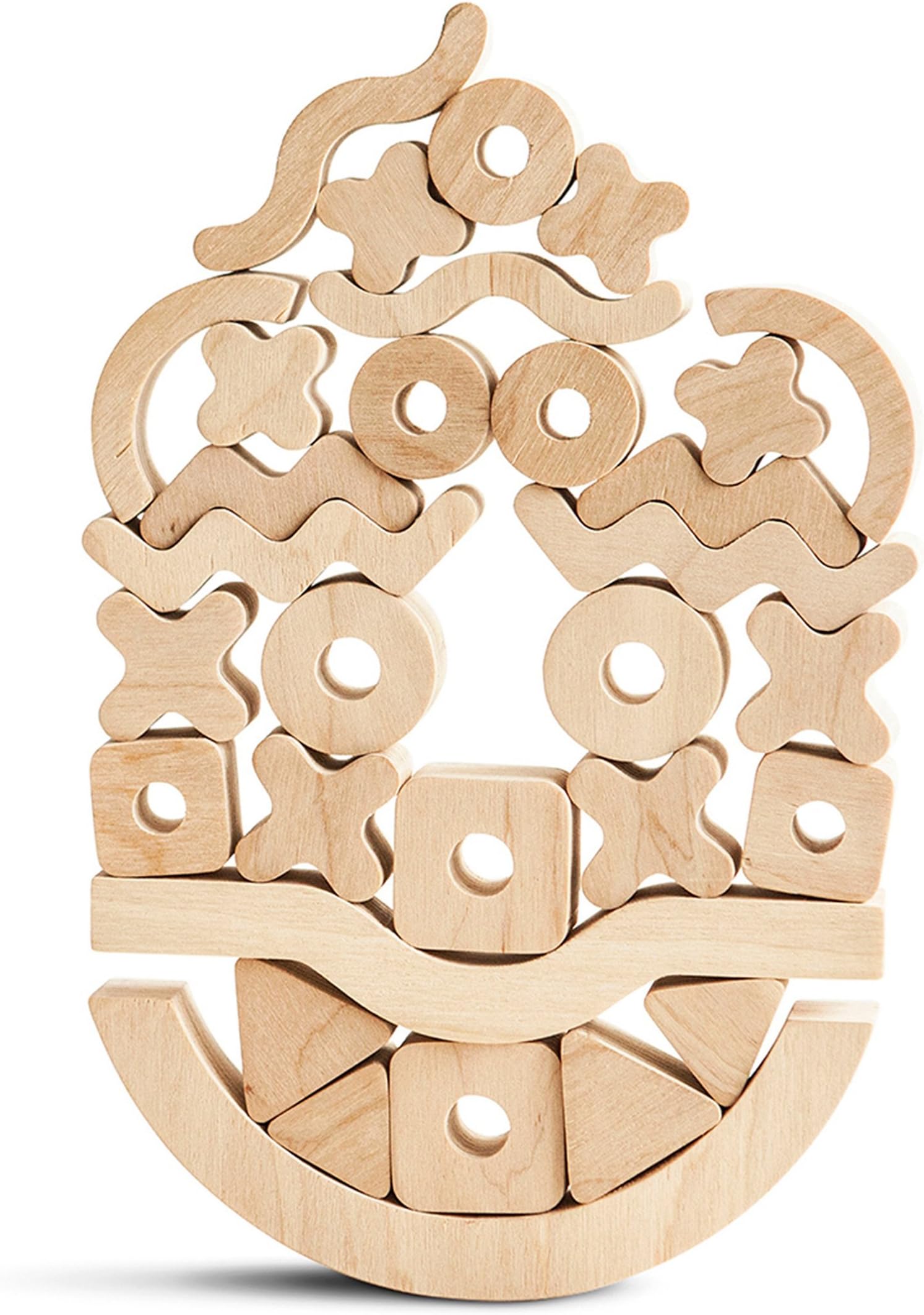 Suspend Game Stress Relief Toys Balance Board Game Montessori Toys for Toddlers Wooden Blocks 30 pcs 2 Bases with Endless Game Options