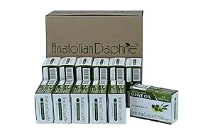 100% Natural Olive Oil Soap 12 Piece Pack Handmade Unprocessed Vegan Body Bath Cleansing Bar Safe Hypoallergenic -Pine Tree Smell- Ideal Gift