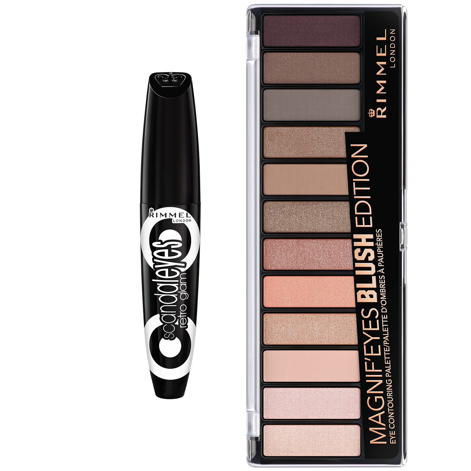 Rimmel Eye Contour Kit with Scandaleyes Retroglam Mascara and Magnif'eyes Eyeshadow Palette, Blush Edition, Multi