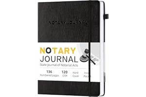 HOMLIVE Notary Journal Log Book, 7”x10" Notary Book, Notary Log Book Notary Public Journal for Notarial Acts, Hardcover Notary Journal, 120gsm Thick Paper, 136 Numbered Pages, Black
