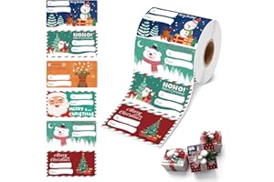 Merralta 500 PCS Christmas Gift Tags Stickers – Self-Adhesive Holiday Name Labels for Christmas Presents, Wrapping Paper, Gif
